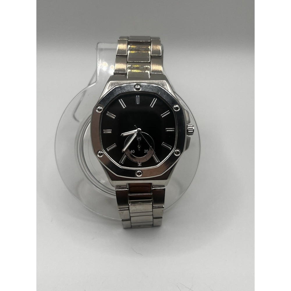 Accutime Watch Corp Silver & Black Watch Pc21J‎ - NEW Battery!